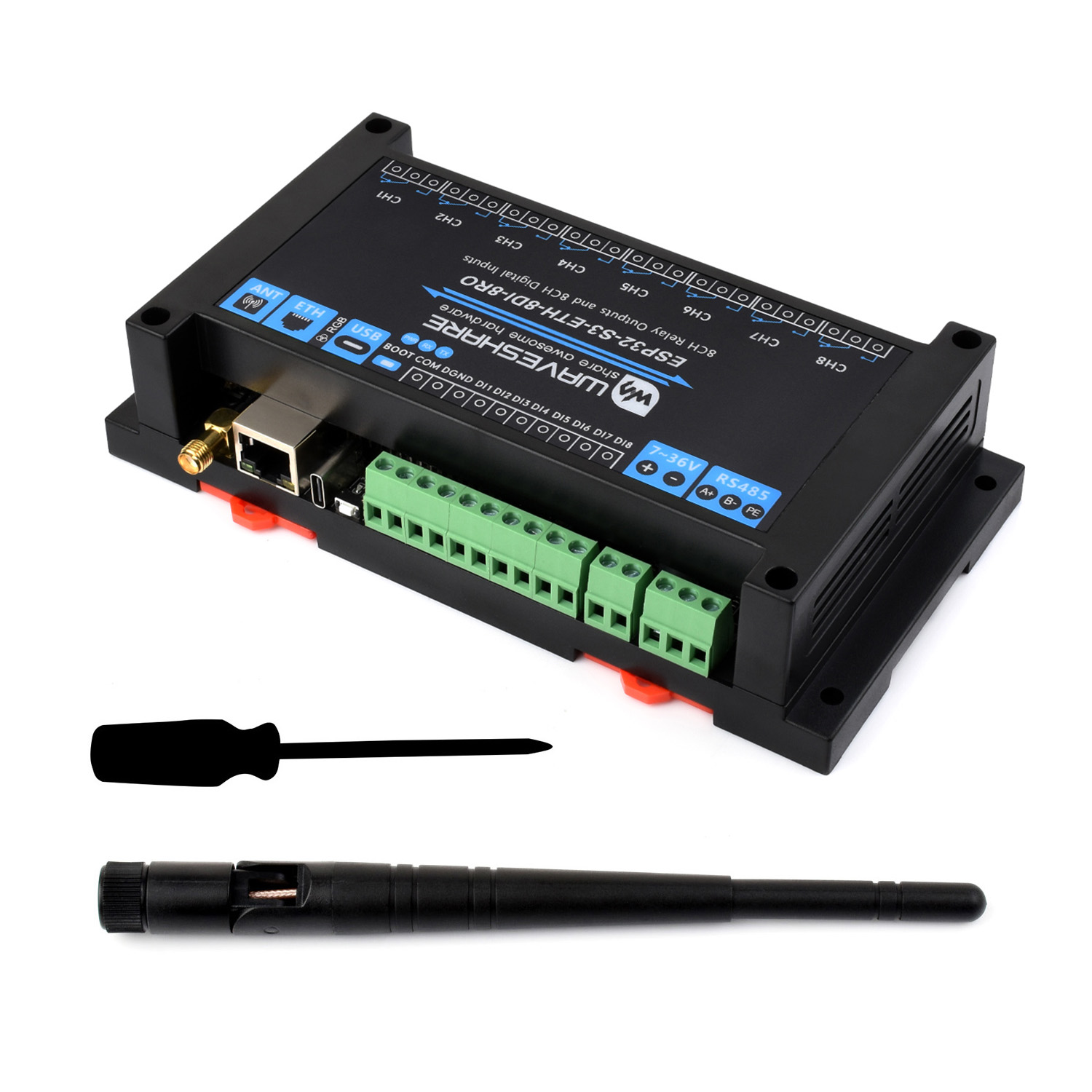 Lolin S3 - Waveshare Industrial 8-Kanal ESP32-S3 WiFi-Relaismodul, integrierte
