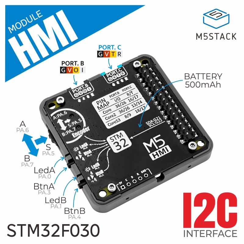 M5Stack Core2 - Offizielles M5Stack-HMI-Modul mit Encoder und 500-mAh-Akku